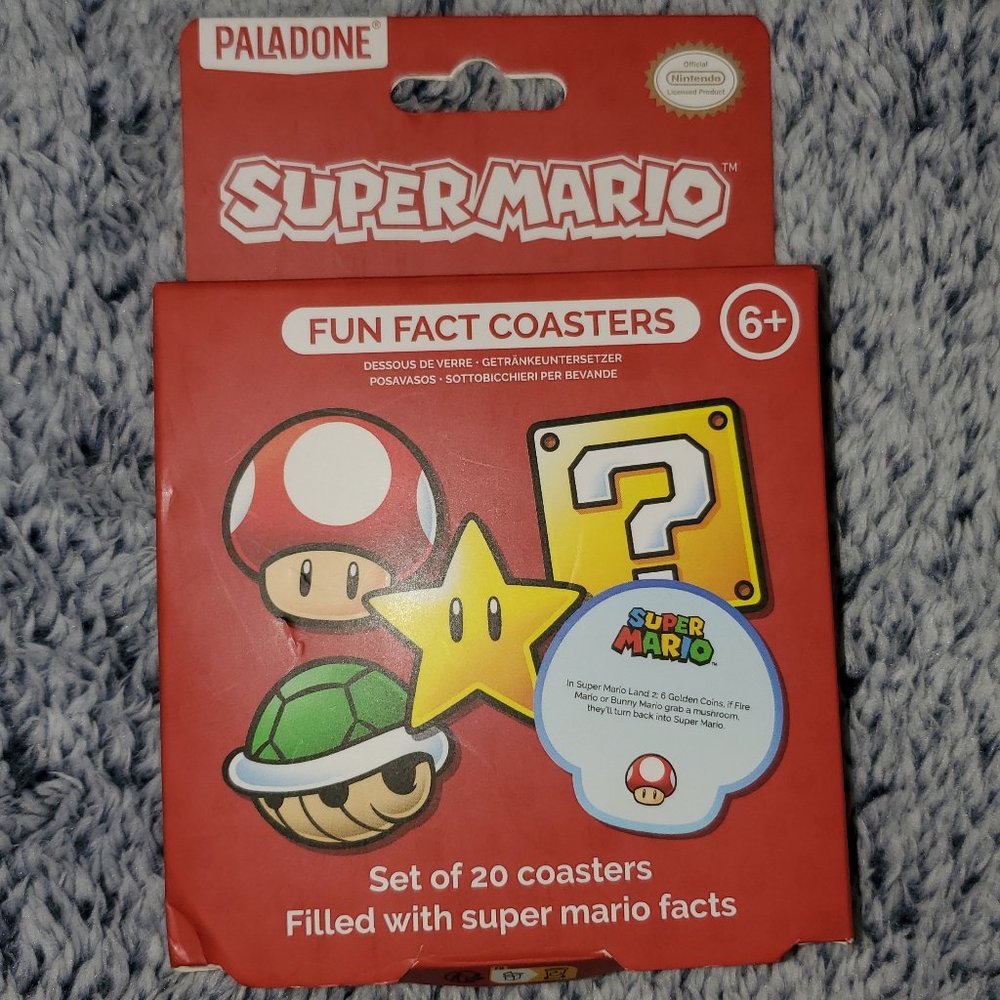 Paladone Nintendo Super Mario Fun Fact Coasters Set of 20, New in Box